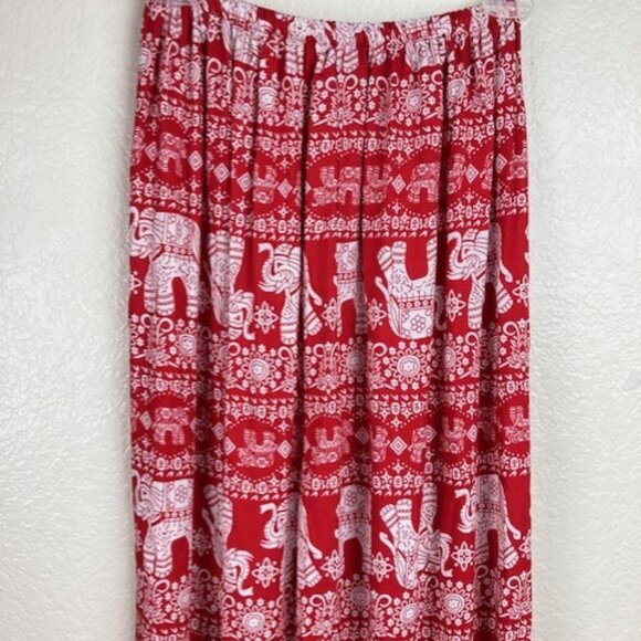 Women's Red & White Geeta Harem Hippie Aladdin Yoga Elephant Pants Sz S/M New - Picture 7 of 7